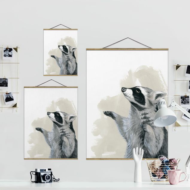 Foto su tessuto da parete con bastone - Forest Friends - Raccoon - Verticale 4:3