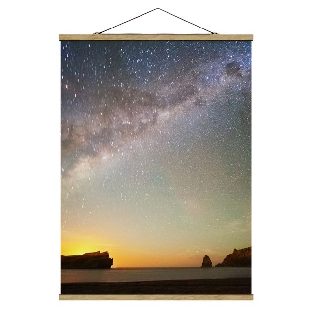 Foto su tessuto da parete con bastone - Starry Sky Sopra Il Mare - Verticale 4:3