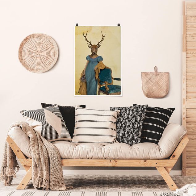Poster illustrazioni Ritratto di animali - Signora cervo