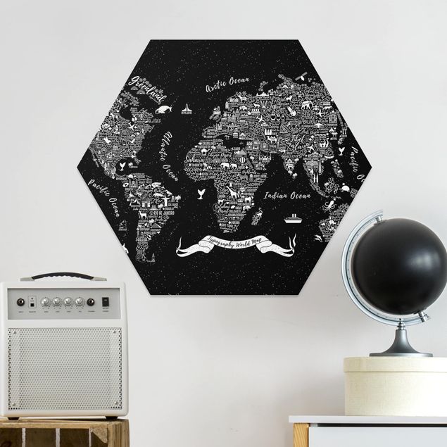 Esagono in forex - Tipografia Mappa del mondo nero