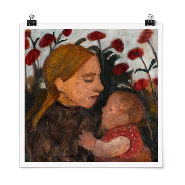 Poster - Paula Modersohn-Becker - Giovane donna con Bambino - Quadrato 1:1