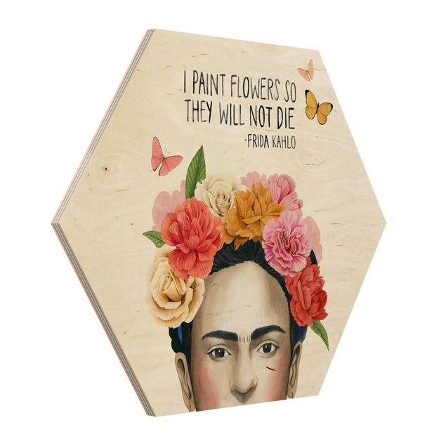 Esagono in legno - Pensieri di Frida - Fiori
