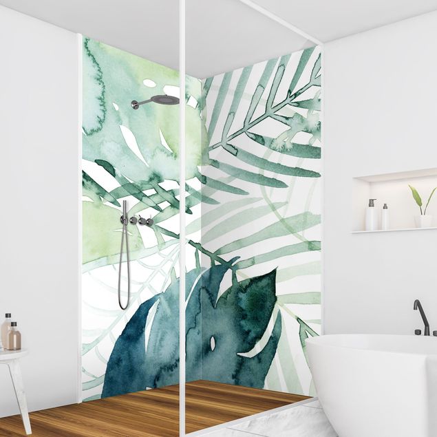 Rivestimenti per doccia verde Fronde di palma in acquerello I