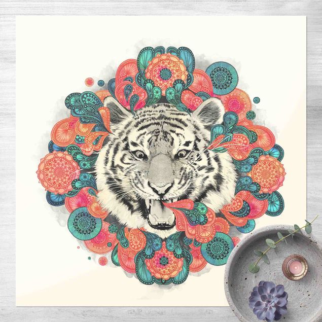 Tappeto per balcone Illustrazione - Tigre Disegno Mandala Paisley