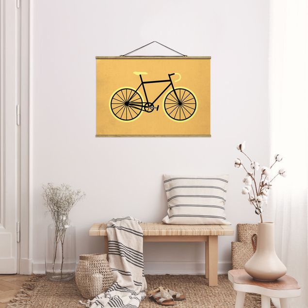 Foto su tessuto da parete con bastone - Bicicletta in giallo - Orizzontale 2:3