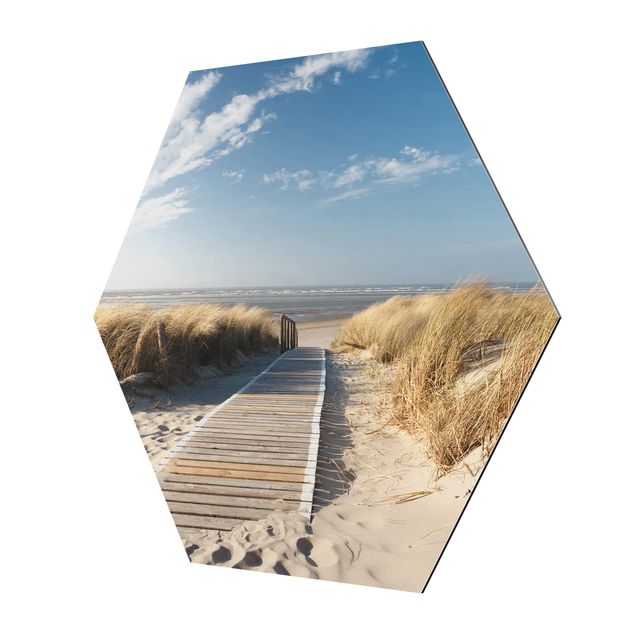 Esagono in Alluminio Dibond - Spiaggia del Mar Baltico