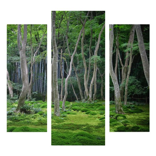 Stampa su tela 3 parti - Japanese Forest - Trittico da galleria
