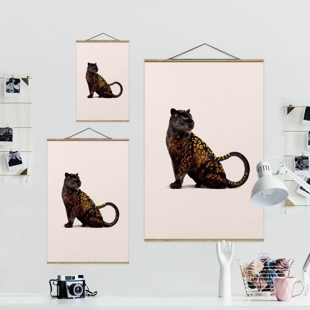 Foto su tessuto da parete con bastone - Panthers d'oro - Verticale 3:2