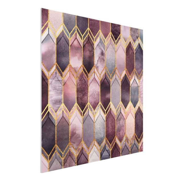 Stampa su Forex - Stained Glass geometrica in oro rosa - Quadrato 1:1