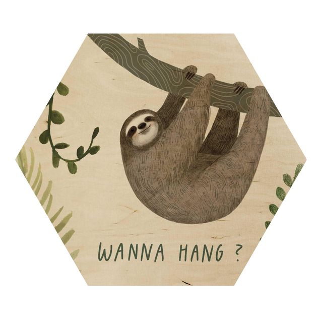 Esagono in legno - Sloth Proverbi - Hang