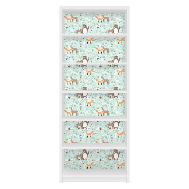 Carta adesiva per mobili IKEA Billy Libreria - Kids Pattern Forest Friends With Forest Animals