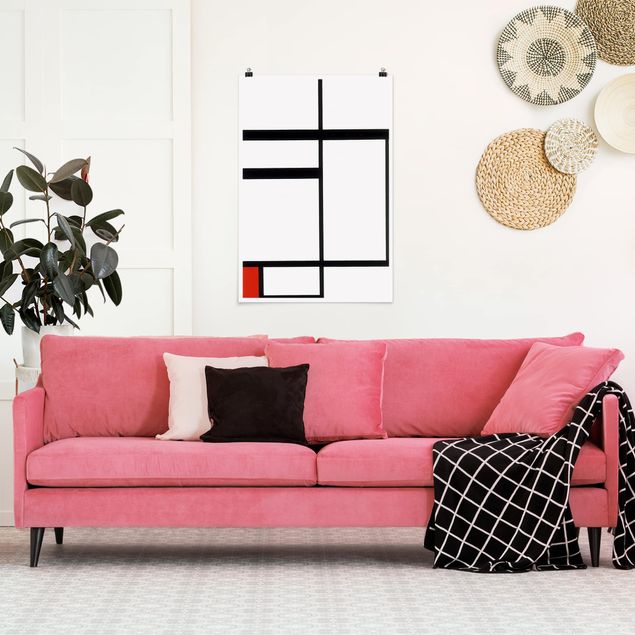 Abstrakte Malerei Piet Mondrian - Composizione con rosso, nero e bianco
