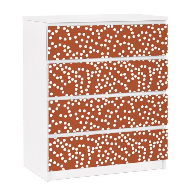 Carta adesiva per mobili IKEA - Malm Cassettiera 4xCassetti - Aboriginal dot pattern Brown