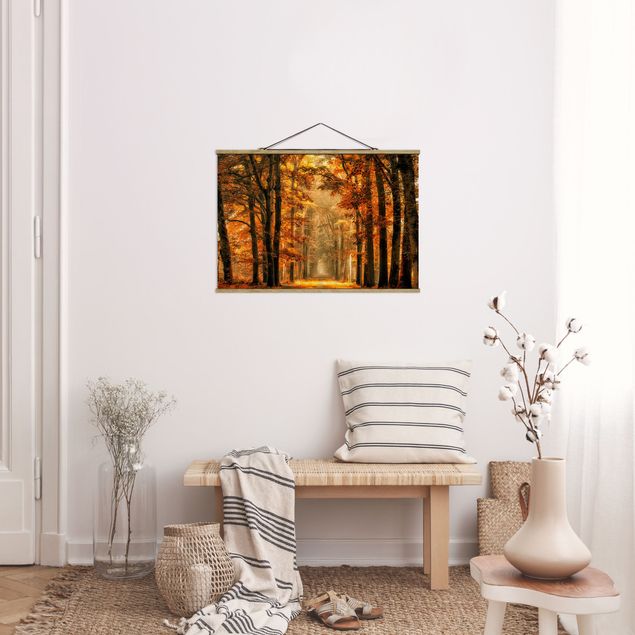 Foto su tessuto da parete con bastone - Enchanted Forest In autunno - Orizzontale 2:3