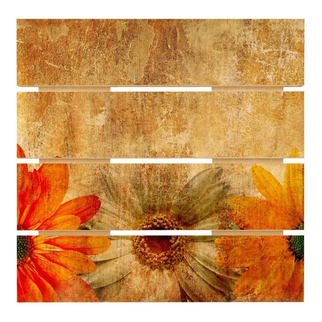 Stampa su legno - Vintage Flowermix - Quadrato 1:1