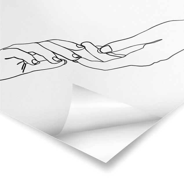 Poster - Linea Mani d'arte Toccando Bianco e nero - Quadrato 1:1