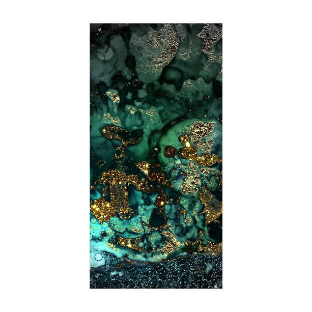 Tappeto nero salotto Isole di mare d'oro astratto