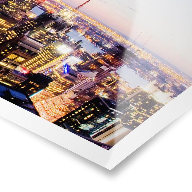 Poster - Skyline di New York At Night - Panorama formato orizzontale