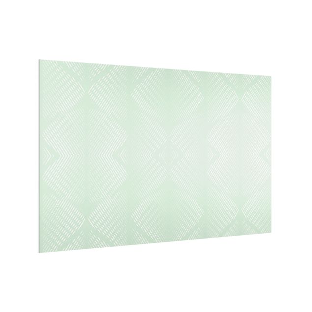 Paraschizzi in vetro - Motivo rombico con righe in verde menta - Formato orizzontale 3:2