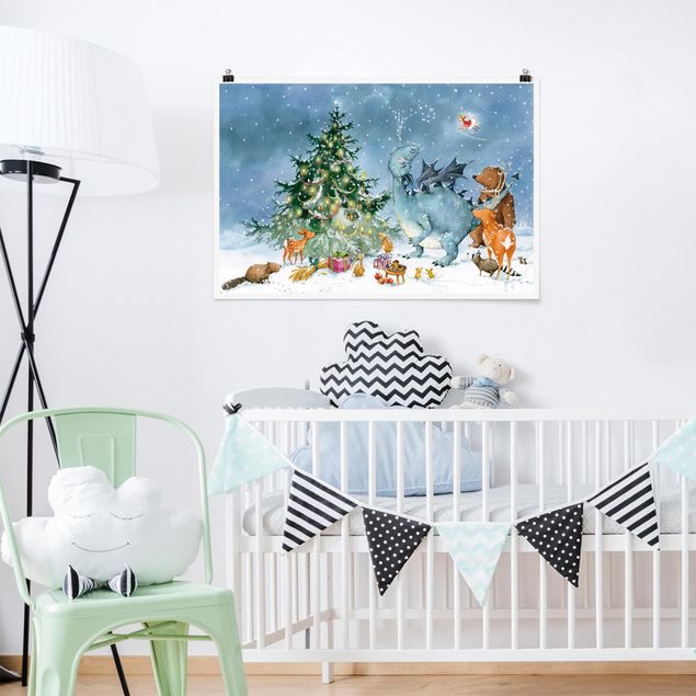 Poster cameretta bambini animali Procione Vasily - Natale