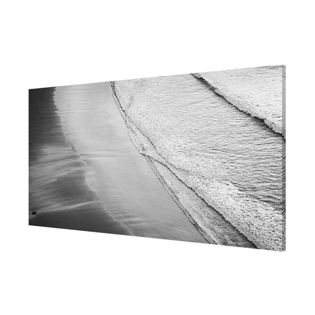 Lavagna magnetica - Morbide onde sulla spiaggia in bianco e nero