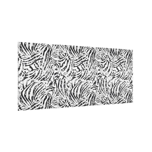 Paraschizzi in vetro - Motivo zebrato in tonalità di grigio - Formato orizzontale 2:1