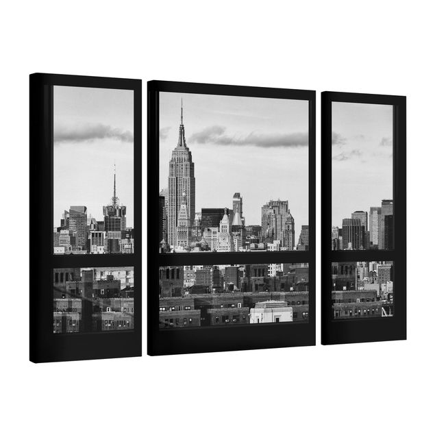 Philippe Hugonnard quadri Finestre con vista sullo Skyline di New York in bianco e nero