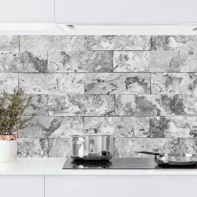Rivestimenti cucina pannello Muro di pietra in marmo naturale grigio