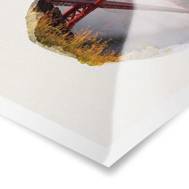 Poster - Acquerelli - Golden Gate Bridge di San Francisco - Verticale 4:3