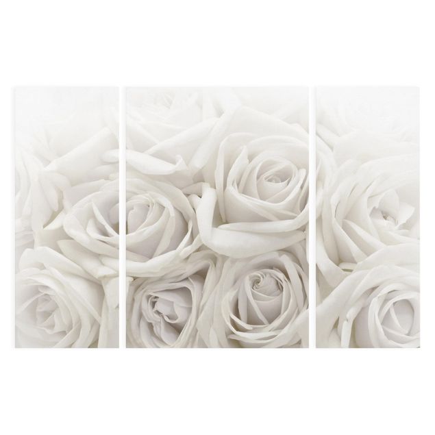 Stampa su tela 3 parti - White Roses - Trittico