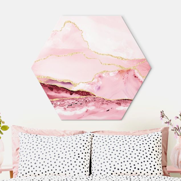 quadro astratto moderno Estratto Monti rosa con Golden Lines