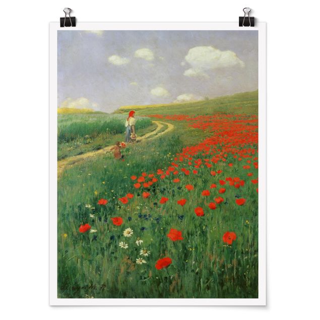 Poster - Pál Szinyei-Merse - Paesaggio estivo con una fioritura di papavero - Verticale 4:3