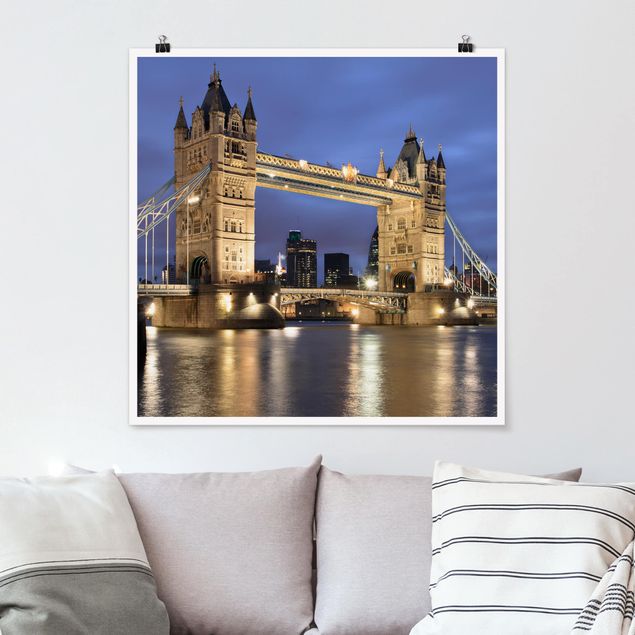 Poster - Tower Bridge di notte - Quadrato 1:1