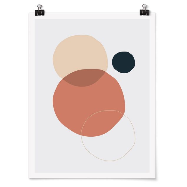 Poster - Line Art Circles Pastello - Verticale 4:3