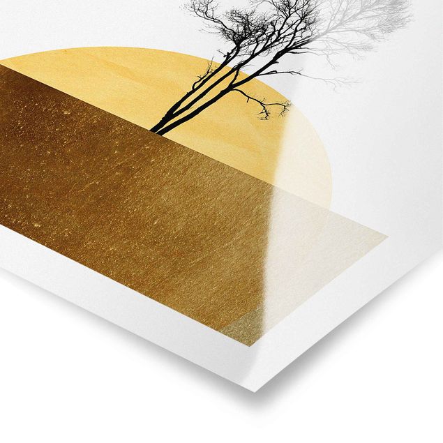 Poster - Sole dorato con albero - Quadrato 1:1