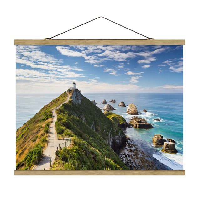 Foto su tessuto da parete con bastone - Nugget Point Lighthouse e Sea Nuova Zelanda - Orizzontale 3:4