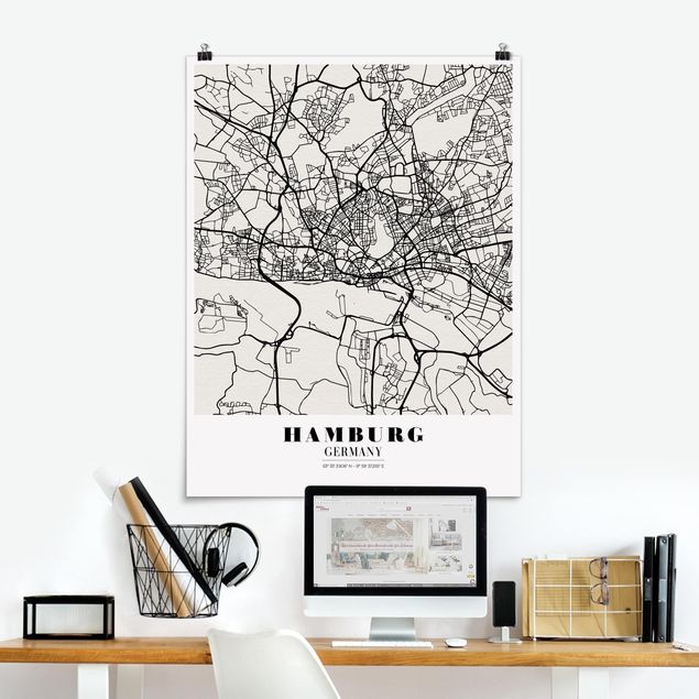 Poster - Mappa Hamburg - Classic - Verticale 4:3