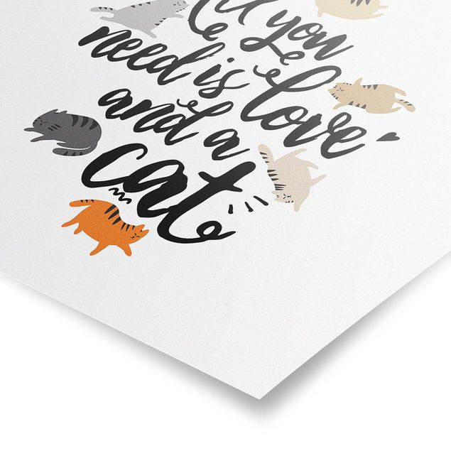 Poster - All You Need Is Love e un gatto - Quadrato 1:1