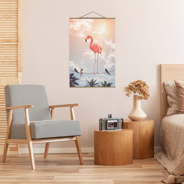 Foto su tessuto da parete con bastone - Cielo Con Flamingo - Verticale 3:2