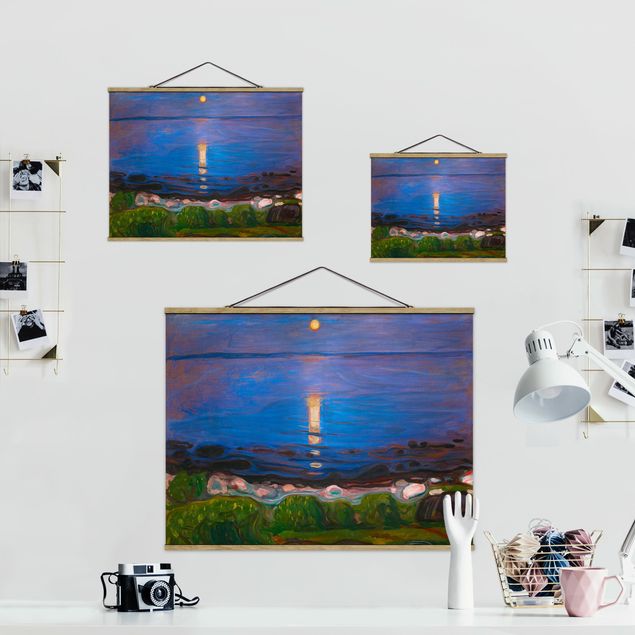 Foto su tessuto da parete con bastone - Edvard Munch - Summer Night On The Sea Beach - Orizzontale 3:4