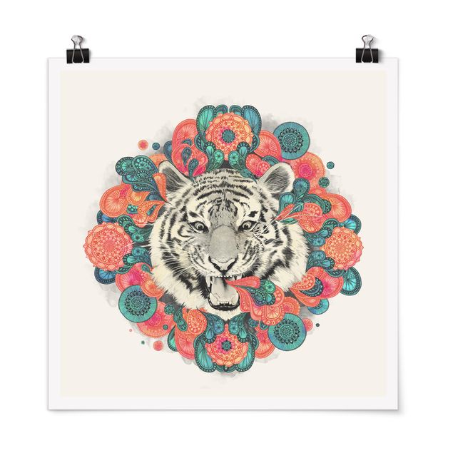 Poster - Illustrazione Tiger disegno Mandala Paisley - Quadrato 1:1