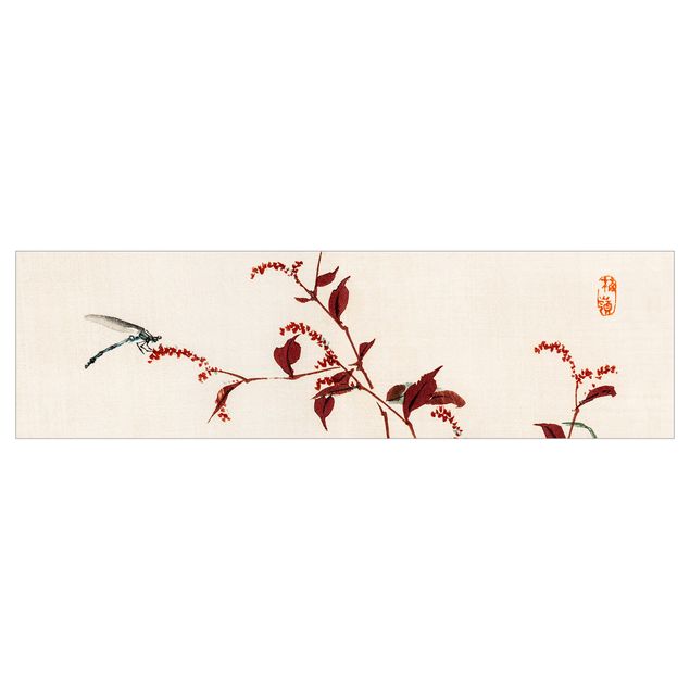 Rivestimento cucina - Asian Vintage Disegno Red Branch con libellula