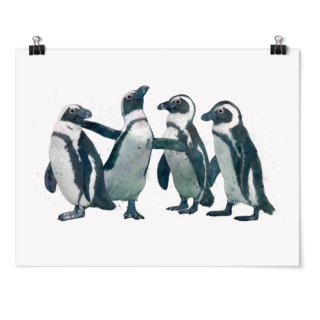 Poster acquerello Illustrazione - Pinguini Acquerello Bianco e Nero