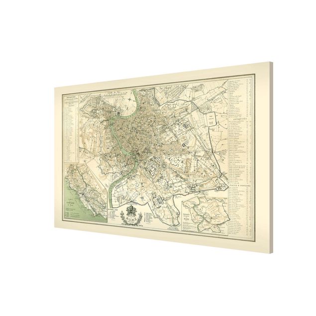 Lavagna magnetica - Vintage mappa di Roma antica - Formato orizzontale 3:2