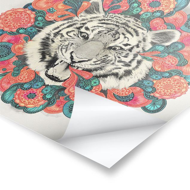 Poster - Illustrazione Tiger disegno Mandala Paisley - Quadrato 1:1
