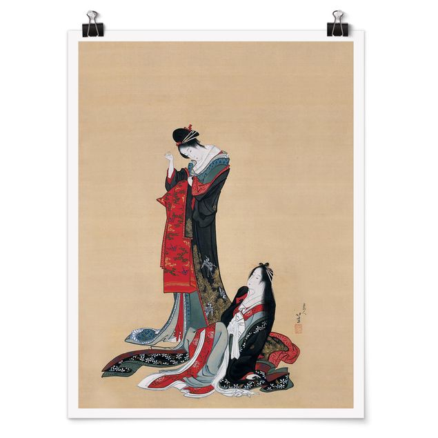 Poster - Katsushika Hokusai - Due Courtesans - Verticale 4:3