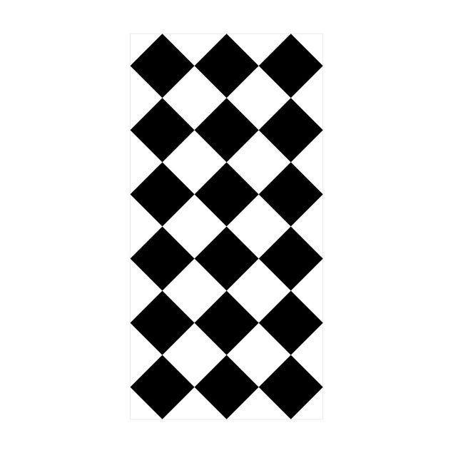 Tappeti bianco e nero Motivo geometrico scacchiera ruotata bianco e nero