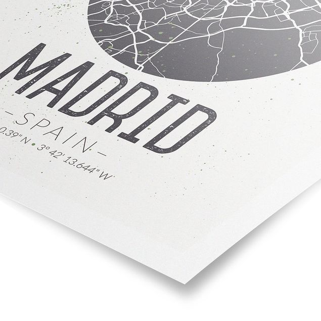 Poster - Mappa Madrid - Retro - Verticale 4:3