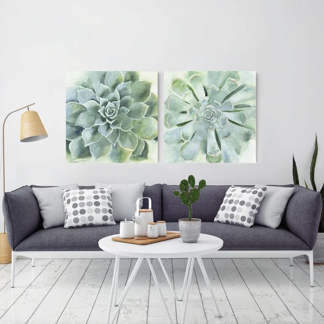 Riproduzioni su tela Set acquerello Succulente I