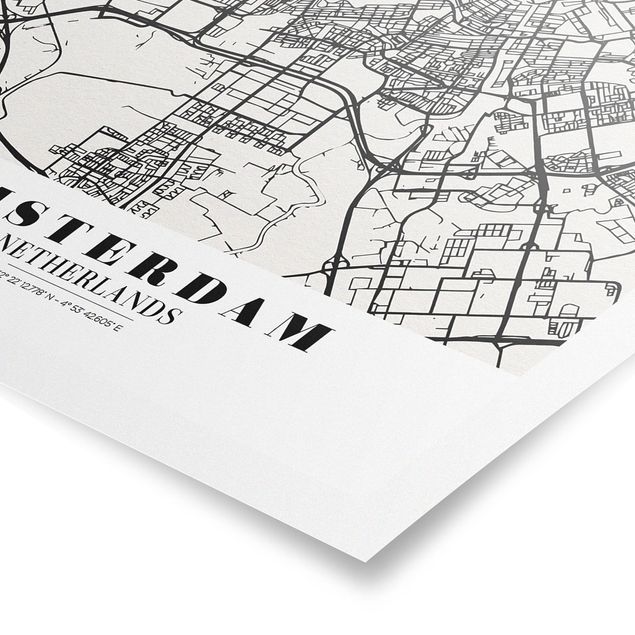 Poster - Mappa Amsterdam - Classic - Verticale 4:3